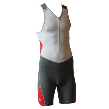 Ironman Trisuit front zip ärmellos Bodysuit Weiß/Anthrazit Herren