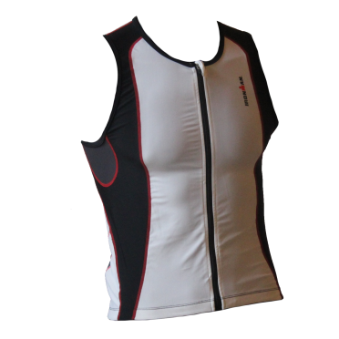 Ironman Tri top front zip ärmellos 2P Weiß/Schwaz Herren