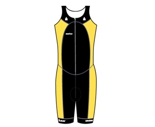 Ironman Trisuit front zip ärmellos Multisport Schwarz/Gelb Herren 