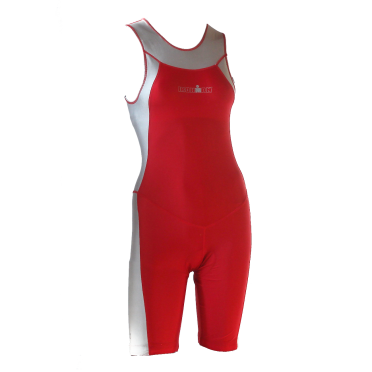 Ironman Trisuit back zip ärmellos Skin suit Rot/Silber Damen