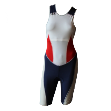 Ironman Trisuit back zip ärmellos Extreme suit Weiß/Blau/Rot Damen