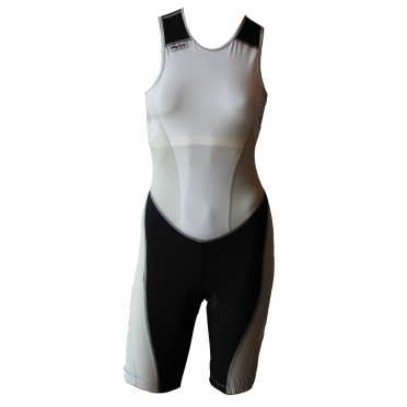 Ironman Trisuit back zip ärmellos Extreme suit Weiß/Grau Damen