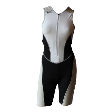 Ironman Trisuit front zip ärmellos Bodysuit Weiß/Schwarz Damen