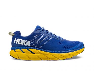 Hoka One One Clifton 6 wide Laufschuhe Blau/Gelb Herren