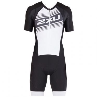 2XU Compression Kurzarm Trisuit Schwarz/Weiß Herren