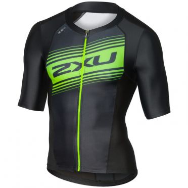 2XU Compression Kurzarm Tri Top Schwarz/Grün Herren