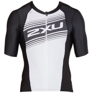 2XU Compression Kurzarm Tri Top Schwarz/Weiß Herren