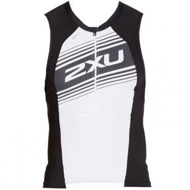 2XU Compression Ärmellos Tri Top Schwarz/Weiß Herren