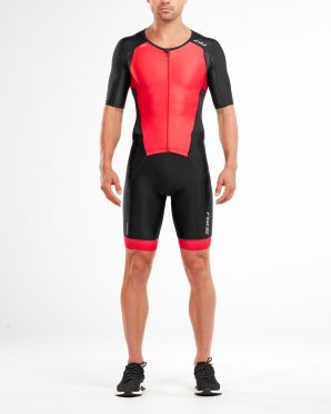 2XU Perform Kurzarm Trisuit Schwarz/Rot Herren