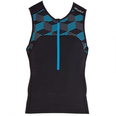 2XU Active Ärmellos Tri Top Schwarz/Blau Herren