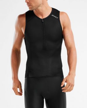 2XU Perform Ärmellos Tri Top Schwarz Herren