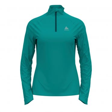 Odlo Essential Ceramiwarm (zip) Laufshirt Langarm Blau Damen