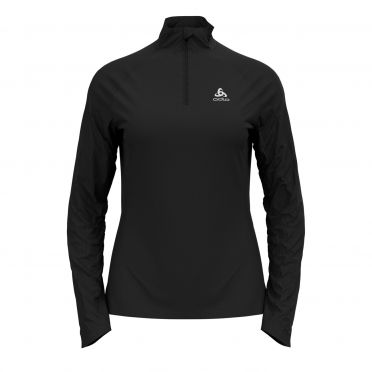 Odlo Essential Ceramiwarm (zip) Laufshirt Langarm Schwarz Damen 