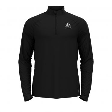 Odlo Essential Ceramiwarm (zip) Laufshirt Langarm Schwarz Herren 