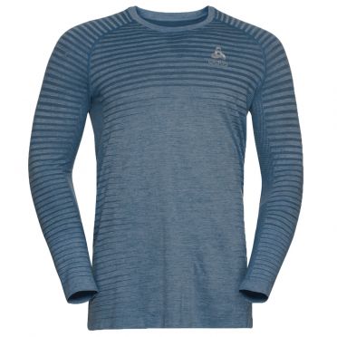 Odlo Essential Seamless Laufshirt Langarm Blau Herren