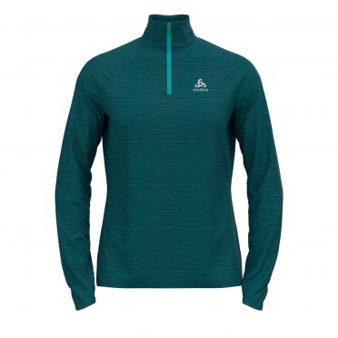 Odlo Run Easy Warm (Zip) Millennium Element Laufshirt Langarm Blau Damen 