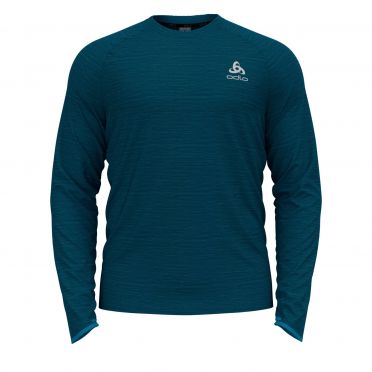 Odlo Run Easy Warm Millennium Element Laufshirt Langarm Blau Herren