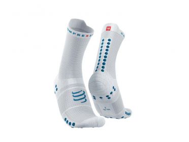 Compressport Pro racing v4.0 high cut Laufsocken Weiss/Blau 