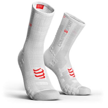 Compressport Pro racing v3.0 hohe Radsocken Weiß