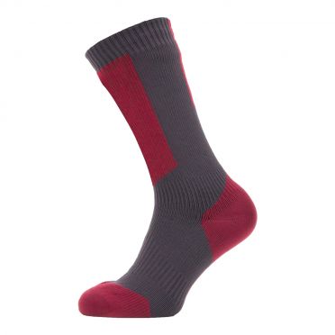 Sealskinz Cold weather mid Radsocken mit Hydrostop Grau/Rot/Weiß 