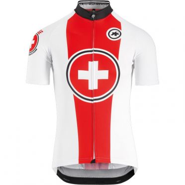 Assos Suisse Fed SS Kurzarm Radtrikot Weiß/Rot Herren