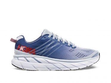 Hoka One One Clifton 6 wide Laufschuhe Blau/Weiß Damen