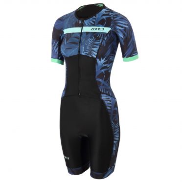 Zone3 Activate Plus Tropical Palm Trisuit Kurzarm Damen 