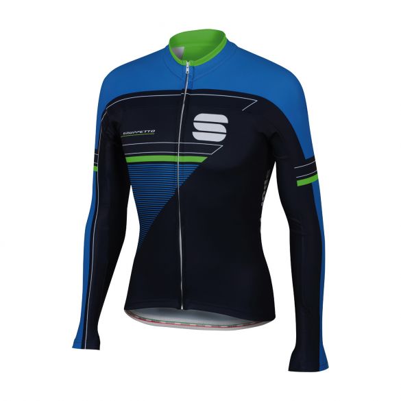 Sportful Gruppetto thermal Radtrikot lange Ärmel Schwarz/Blau/Grün Herren 1101696-043-VRR
