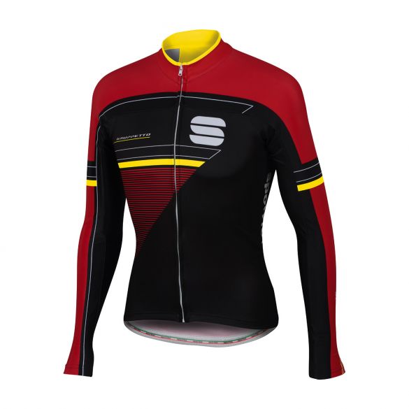 Sportful Gruppetto thermal Radtrikot lange Ärmel Schwarz/Rot/Gelb Herren 1101696-267