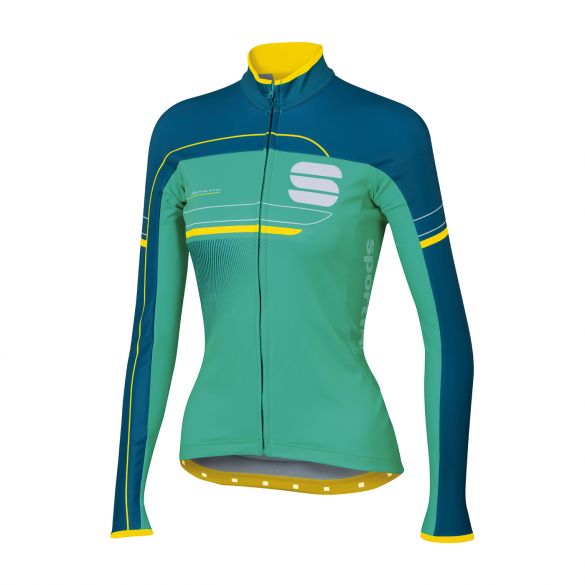 Sportful Grupetto pro W thermal Lange Armel Radtrikot Grün/Blau Damen 1101701-167
