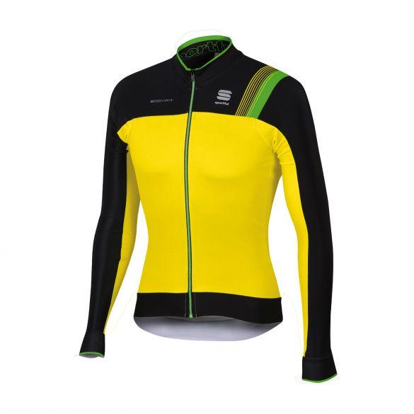 Sportful Bodyfit pro thermal Lange Armel Radtrikot Gelb Fluo/Schwarz Herren 1101816-091