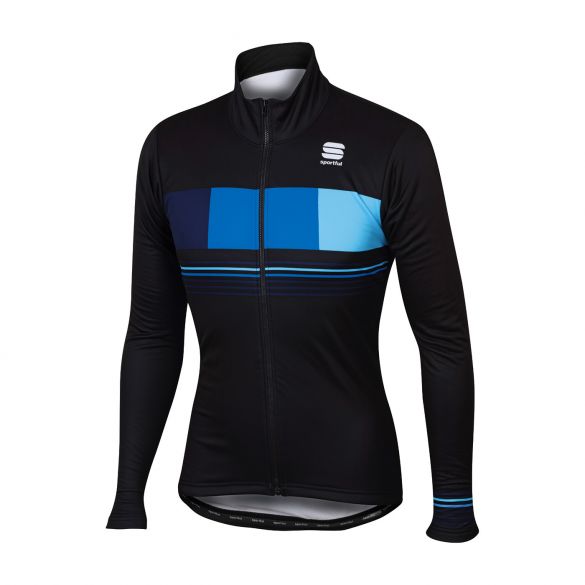 Sportful Stripe thermal Langarm Jacket Schwarz/Blau Herren 1101819-274
