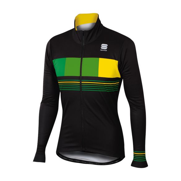 Sportful Stripe thermal Langarm Jacket Schwarz/Grün Herren 1101819-287