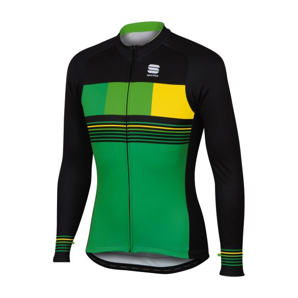 Sportful Stripe thermal Langarm Radtrikot Grün/Schwarz Herren 1101820-109