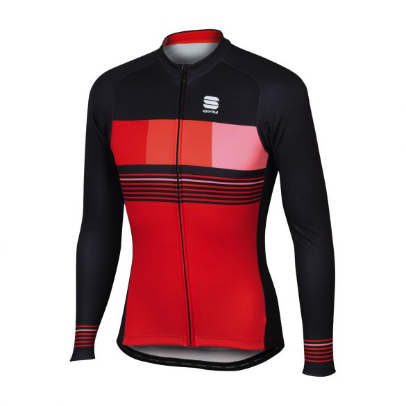 Sportful Stripe thermal Langarm Radtrikot Rot/Schwarz Herren 1101820-567