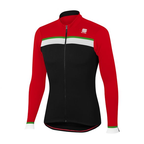 Sportful Pista thermal Radtrikot lange Ärmel Schwarz/Rot Herren 1101825-267