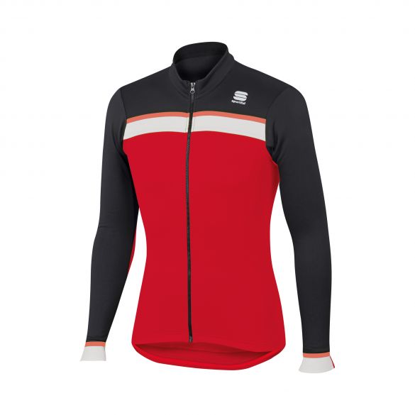 Sportful Pista thermal Radtrikot lange Ärmel Rot/Schwarz/Weiß Herren 1101825-567