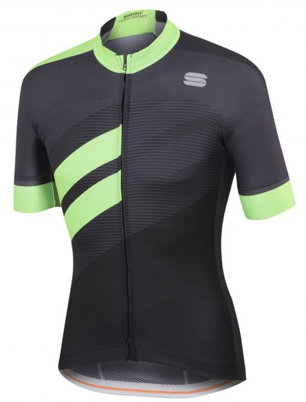 Sportful Bodyfit team jersey Kurzarm Radtrikot Schwarz/Grün Herren 1101867-287