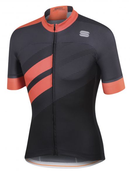 Sportful Bodyfit team jersey Kurzarm Radtrikot Schwarz/Orange Herren 1101867-288