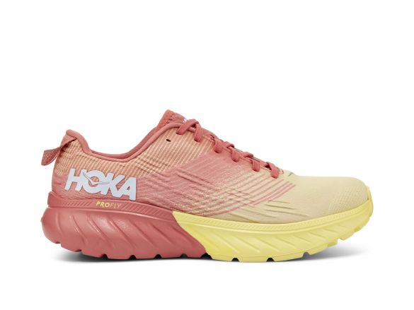 Hoka One One Mach 3 Laufschuhe Rosa/Gelb Damen 1106480-LLML