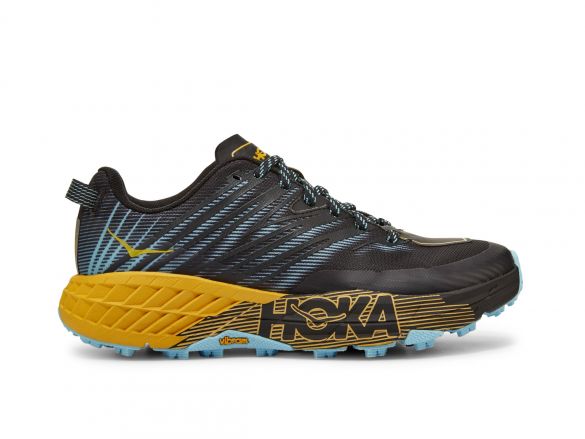 Hoka One One Speedgoat 4 Trail Laufschuhe Schwarz/Gelb Damen 1106527-ASAT