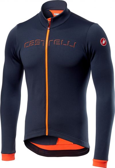 Castelli Fondo Radtrikot lange Ärmel Dunkelblau/Orange Herren 17511-734