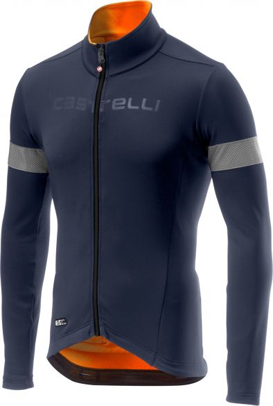 Castelli Nelmezzo ros Radtrikot lange Ärmel Blau/Orange Herren 18510-070