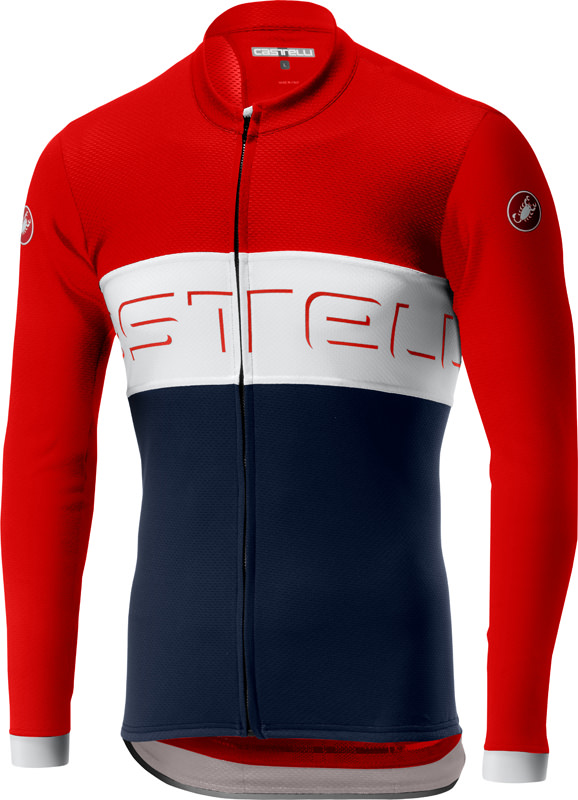 Castelli Prologo VI Langarmtrikot Rot/Weiß/Blau Herren 19016-656