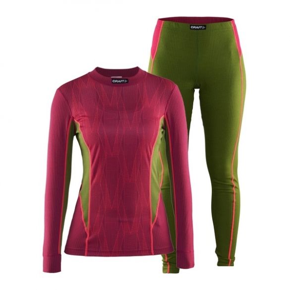 Craft Active 2-Pack Funktionsunterwäscheset Damen Grün/Rosa 1903728-2482
