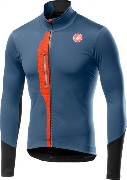 Castelli Trasparente V Radtrikot Langarm Blau/Orange Herren 19509-062