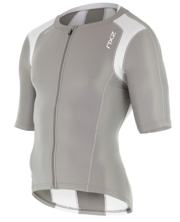 2XU Compression Sleeved Tri Top Grau/Weiß Herren MT4439aFRG/WHT