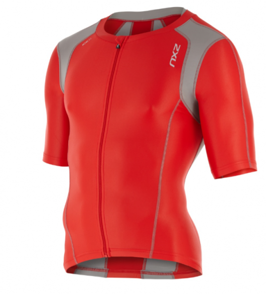 2XU Compression Sleeved Tri Top Rot/Grau Herren MT4439aFSC/FRG