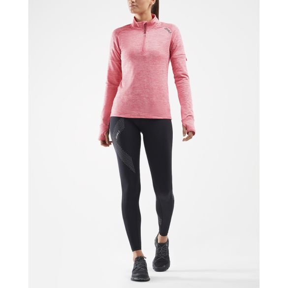 2XU Pursuit Thermal 1/4 Zip Laufshirt langer Ärmel Rosa Damen WR6233a-PLTSRF
