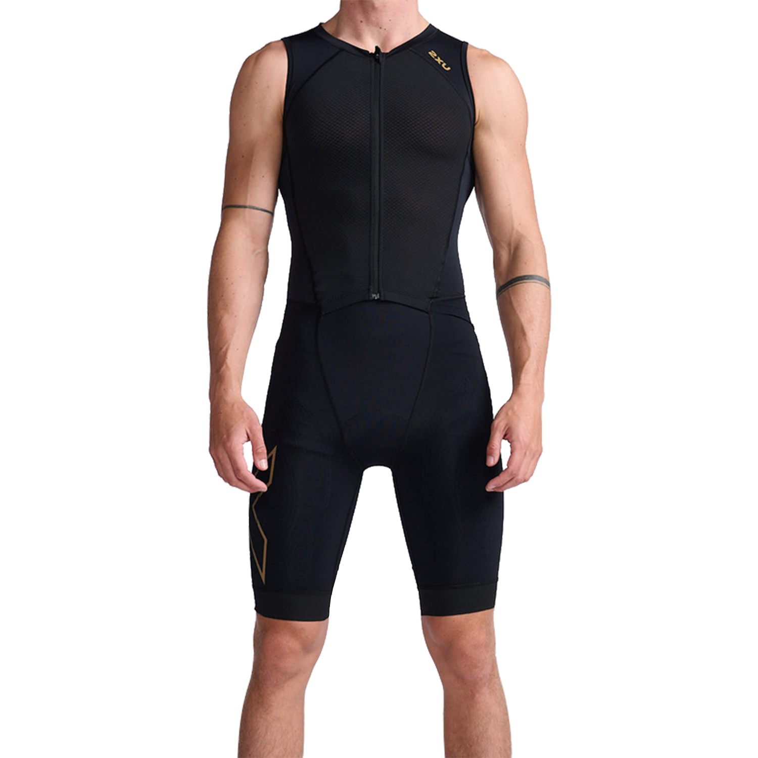 2XU Light speed front zip trisuit armellos Schwarz Herren MT6660d-BLK/GLD